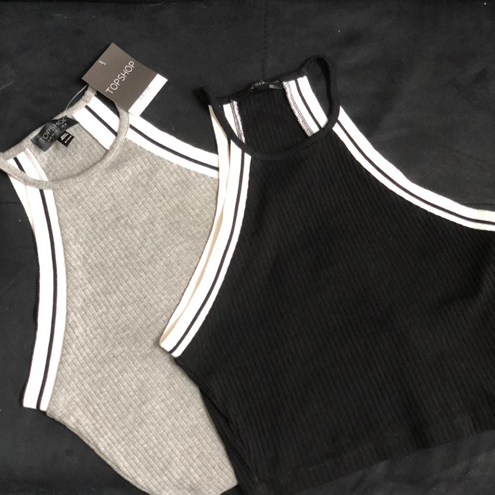 Two TopShop Grey and Black crop tops! Great Deal💙